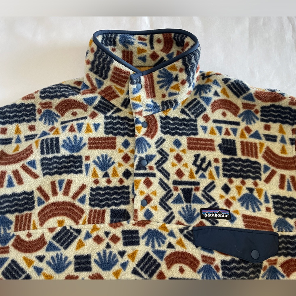 Patagonia Synchilla Snap-T Pullover Men's XL Protected Peaks Multi Big Oatmeal - Picture 2 of 12